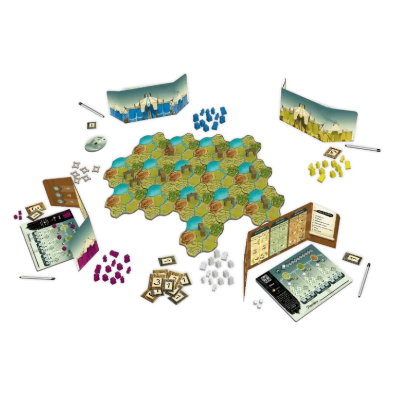 Composants de jeu de plateau stratégique avec plateau hexagonal