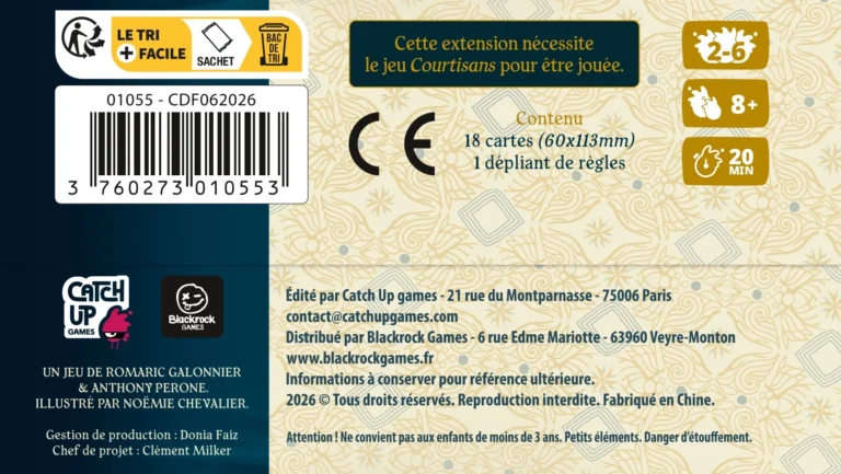Emballage extension jeu de société Courtisans Catch Up Games