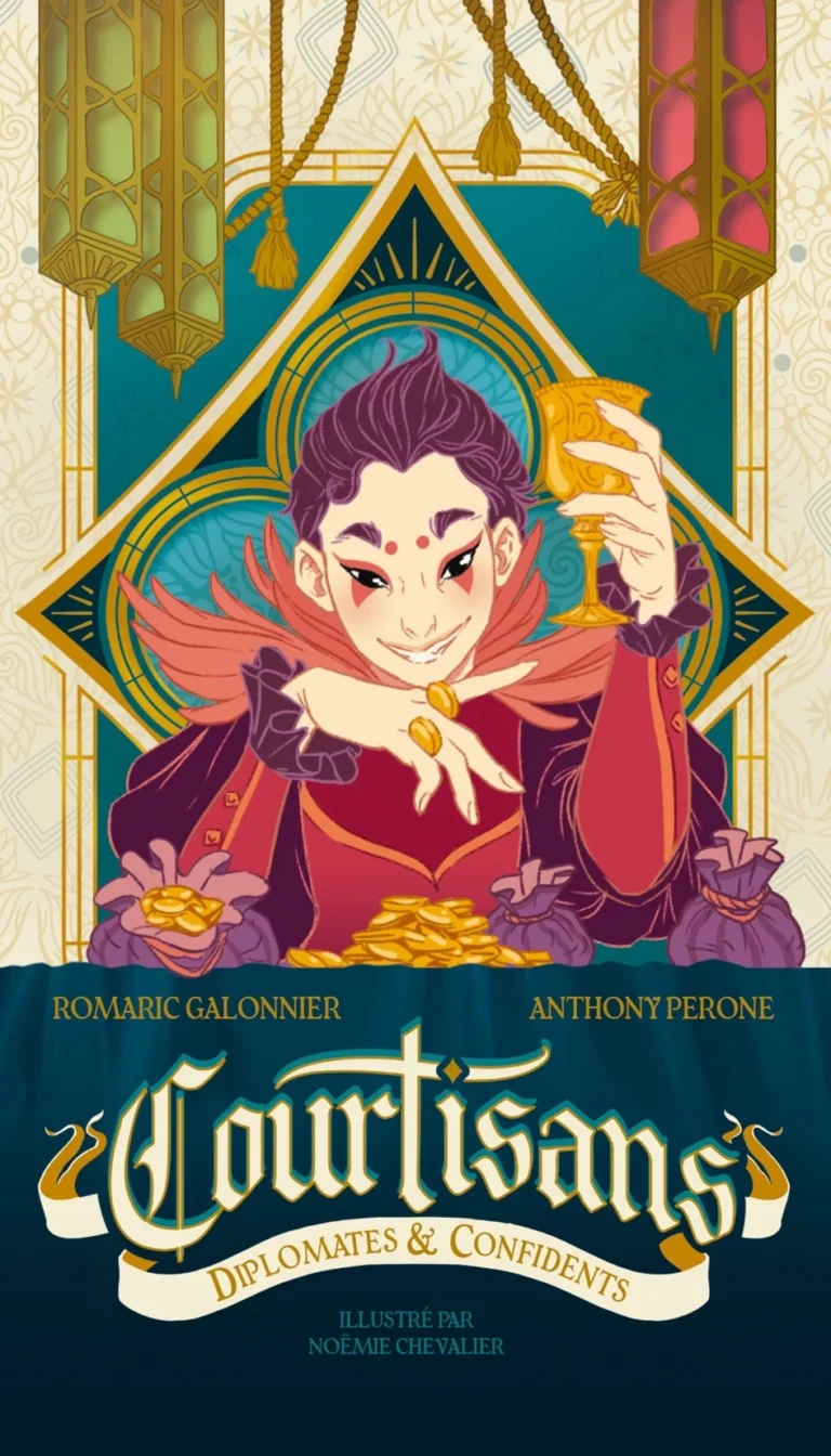 Personnage animé royal avec pièces d'or et lanternes dorées