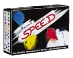 Boîte du jeu de cartes Speed avec fusée et ballons colorés