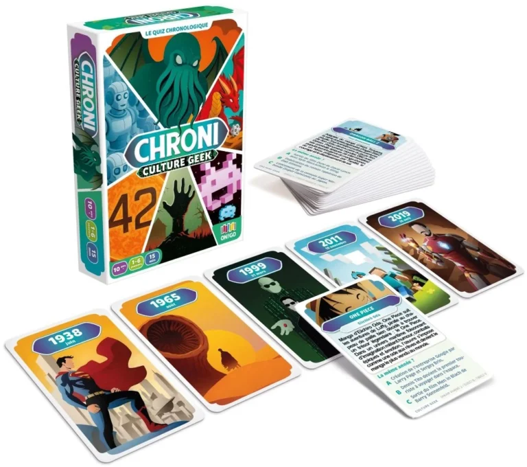 Jeu de société Chroni Culture Geek avec cartes chronologiques