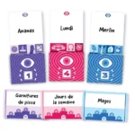 Jeu de cartes colorées avec yeux et numéros thématiques