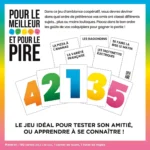Jeu de cartes Pour le meilleur et pour le pire avec numéros colorés
