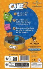 Boîte de jeu Cubz avec règles et personnages colorés