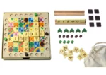 Jeu de société Scrabble avec tuiles lettres et pions colorés