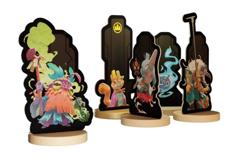 Figurines décoratives Pokémon colorées sur socles bois